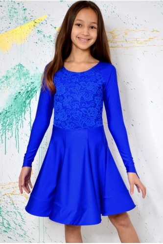 Рейтинговое платье (бейсик) для танцев синее
