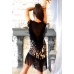 Платье для танцев с бахромой леопардовый принт