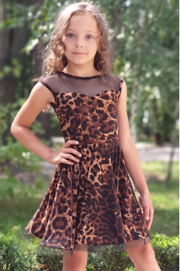 Сукня для танців леопардова з сіткою 