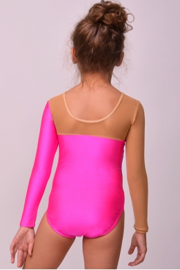 Купальник для гимнастики из бифлекса ярко-розовый