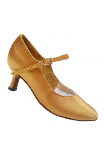 Жіночі танцювальні туфлі для стандарту (бежевий сатин)