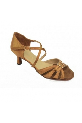 Жіночі танцювальні туфлі Латина (бежевий сатин)