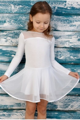 Купальник-платье с  двойной юбкой белый