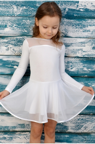 Купальник-платье с  двойной юбкой белый