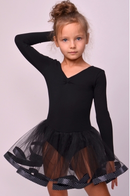 Купальник с юбкой для танцев и балета черный