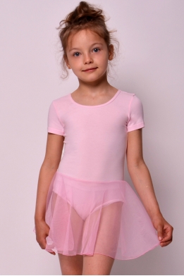 Купальник с юбкой для танцев и гимнастики нежно-розовый