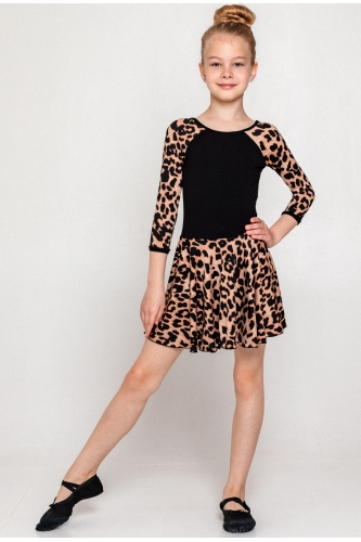 Купальник с леопардовой юбкой и рукавами